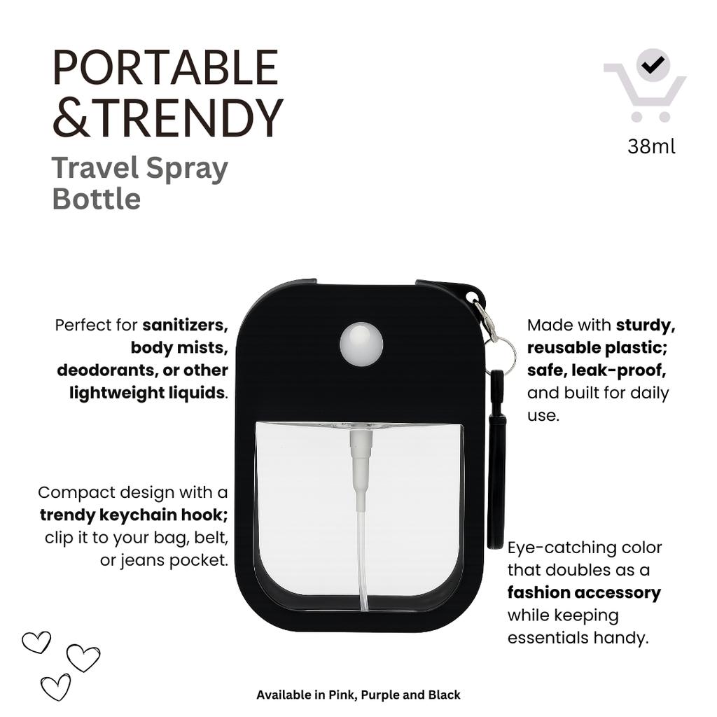 Black Travel Spray Bottle - 38ml